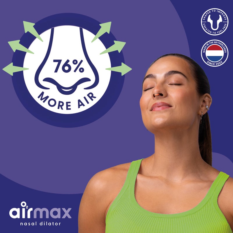 AIR MAX ديلتور أنف AIRMAX للتنفس - 76% تدفق هواء أكثر - أجهزة مضادة للشخير - فاتح فتحتي الأنف - تخفيف الاحتقان وحل الشخير - 1x متوسط برتقالي - Image 2